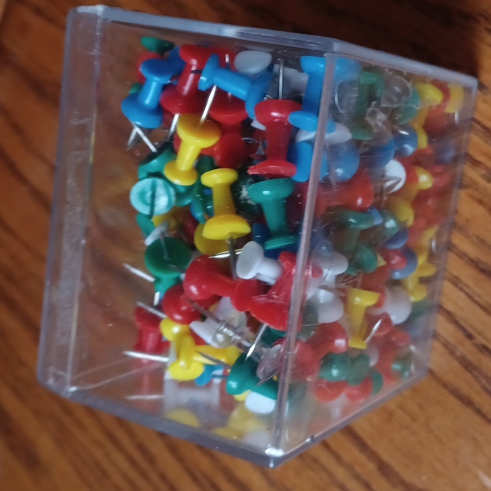 Desk box push pins